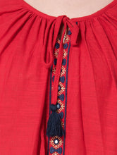 Load image into Gallery viewer, Tassel Tie Up Embroidered Top