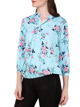 Load image into Gallery viewer, Mandarin Neck Floral Blouson Top