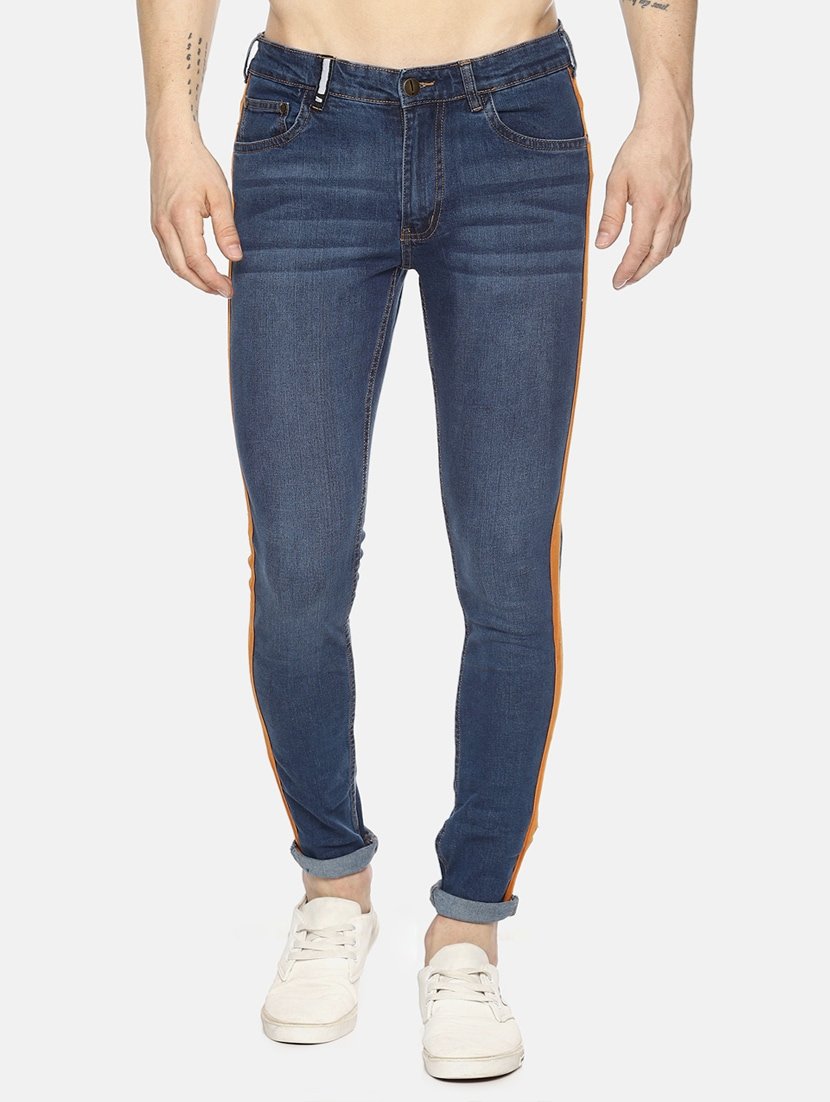 Dark Blue Side Tape Jeans