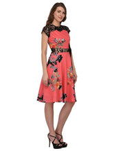 Load image into Gallery viewer, Lace Panel Bow Floral Dress
