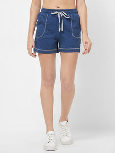 Drawstring Waist Solid Shorts