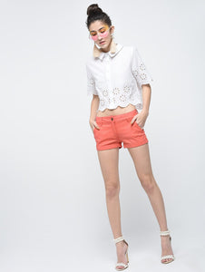 Peach Cotton Hot Pant