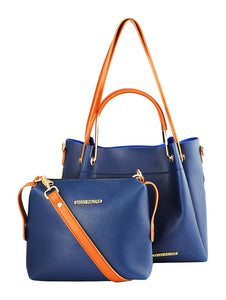Blue Leather Handbag And Sling Bag Combo