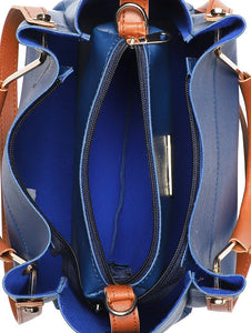 Blue Leather Handbag And Sling Bag Combo