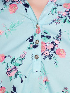 Mandarin Neck Floral Blouson Top