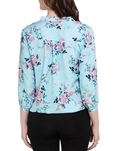 Mandarin Neck Floral Blouson Top