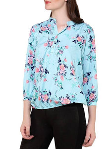 Mandarin Neck Floral Blouson Top