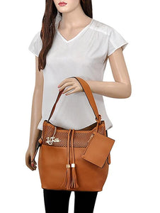 Tan Leather Handbag Combo