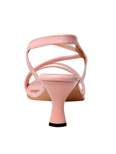 Pink Leather Back Strap Sandals