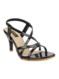 Black Leather Back Strap Sandals