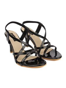 Black Leather Back Strap Sandals