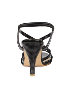 Black Leather Back Strap Sandals