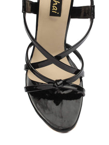 Black Leather Back Strap Sandals