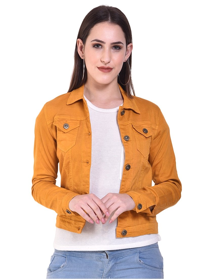 Yellow Button-Up Denim Jacket