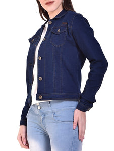 Navy Blue Button-Up Denim Jacket