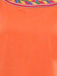 Orange Cotton Regular Top