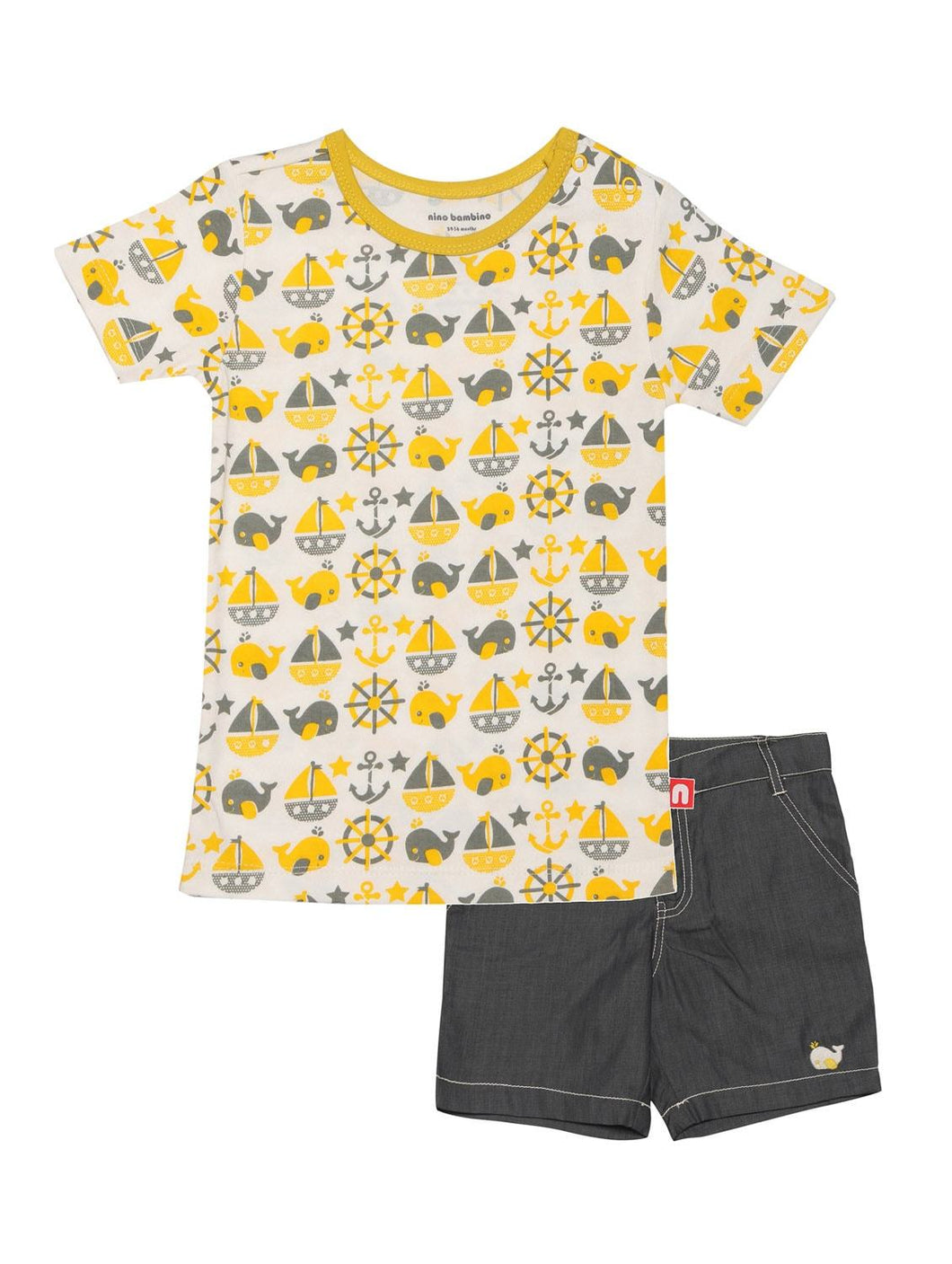 Yellow Cotton Shorts Set