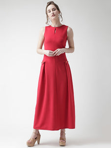 Keyhole Neck Pleat Maxi Dress