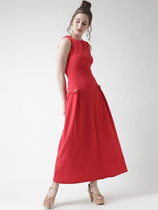 Keyhole Neck Pleat Maxi Dress