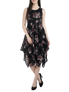 Sleeveless Floral Asymmetric Dress