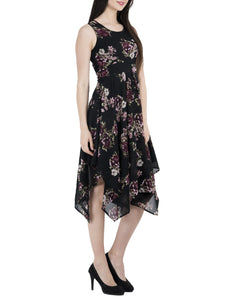 Sleeveless Floral Asymmetric Dress