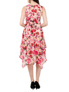 Sleeveless Floral Asymmetric Dress